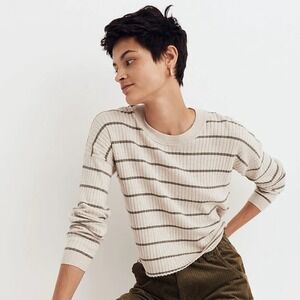 Madewell Donegal Lawson Crop Pullover Sweater‎ Stripe Lighthouse Women L Boho